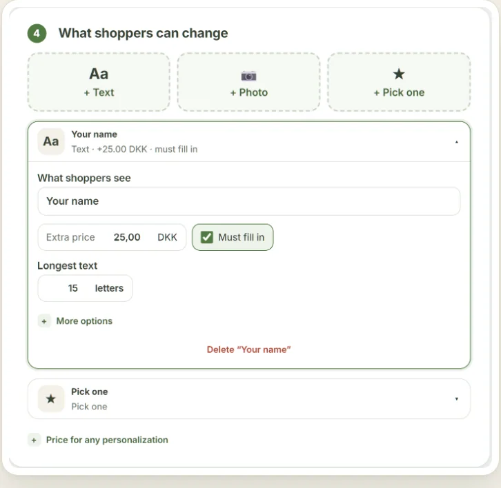 Text, photos and choices