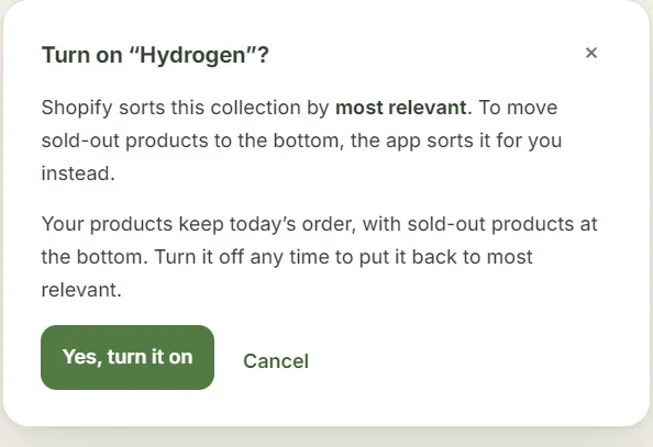 Asks before it changes a sort
